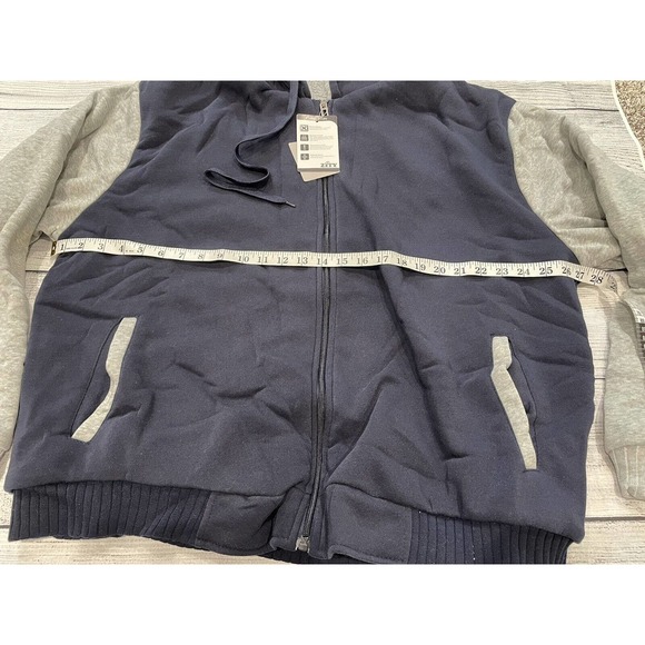 Zity Mens 3XL Jacket Blue Grey Hooded fleece full zip D7 - Picture 7 of 8